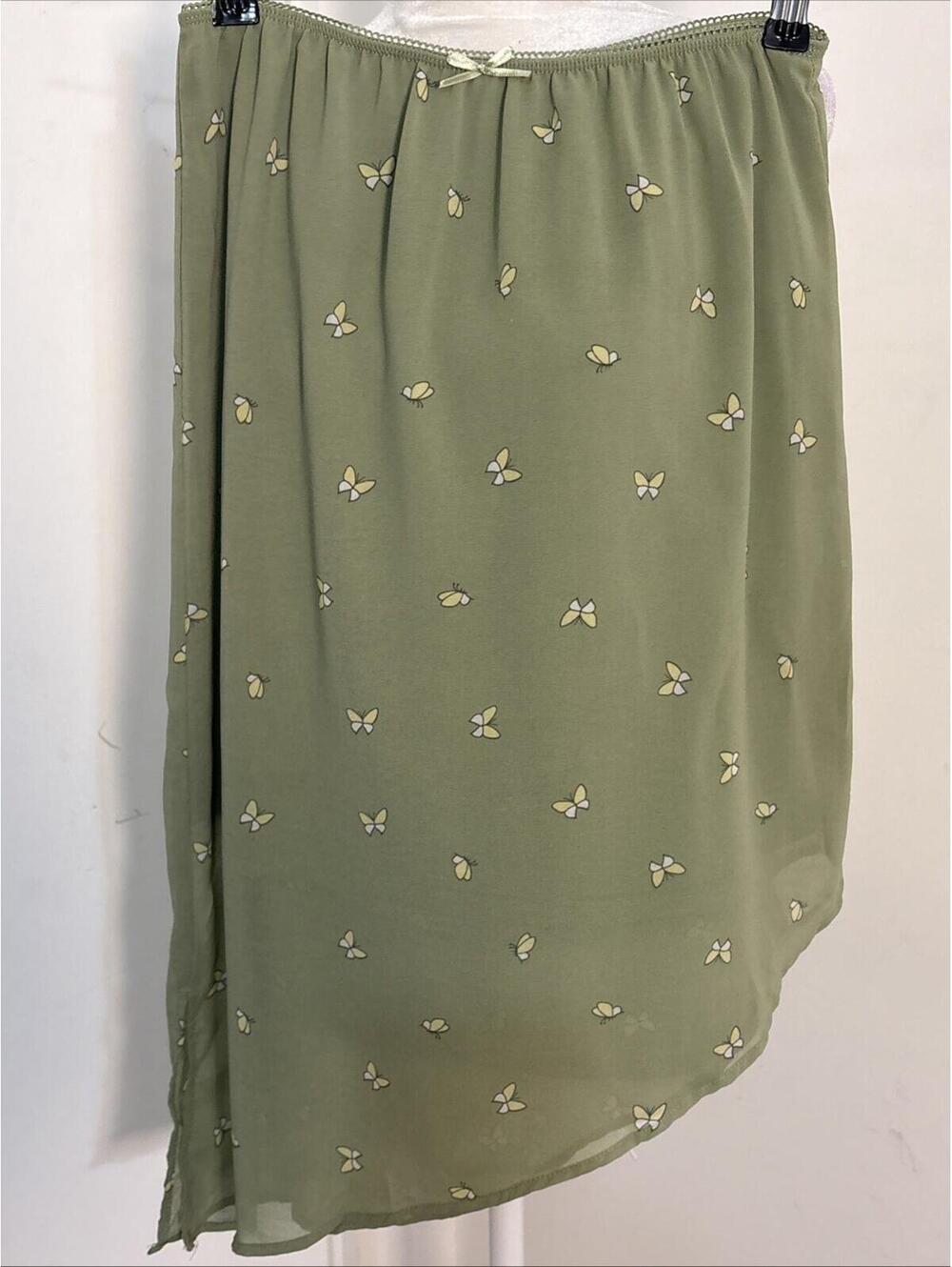 Pink Rose printed sage green asymmetric Butterflies Y2K Feminine Whimsical Small